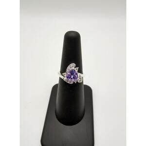 Cicy Bell CZ Ring Silver Plated Size 6 Sparkly Statement Band